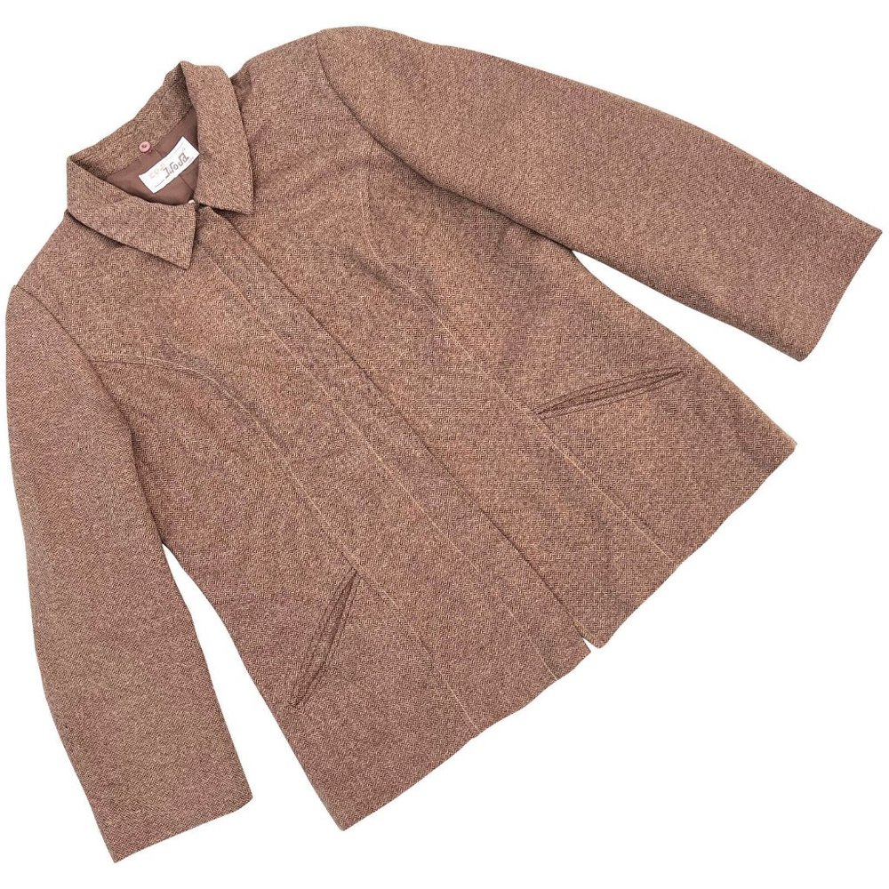 Equi Moda (Spain) Wool Blend Herringbone Tweed Blouson Jacket Beige (Totme) : L